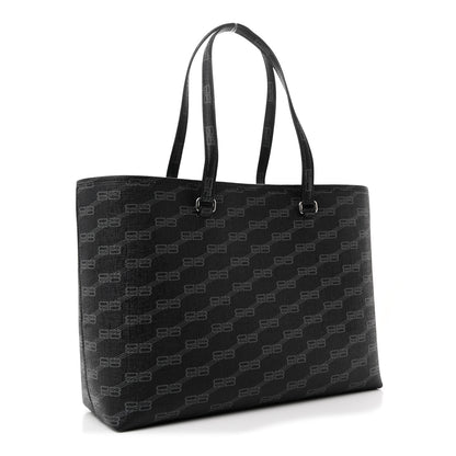 Balenciaga Coated Canvas BB Monogram Medium Signature East West Shopper Bag Black Grey 3 of 11