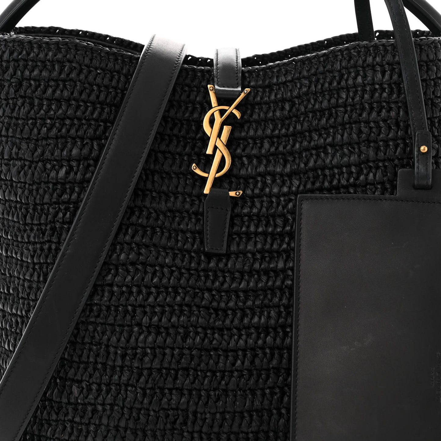 Raffia Calfskin Monogram Le 37 Bucket Bag Black