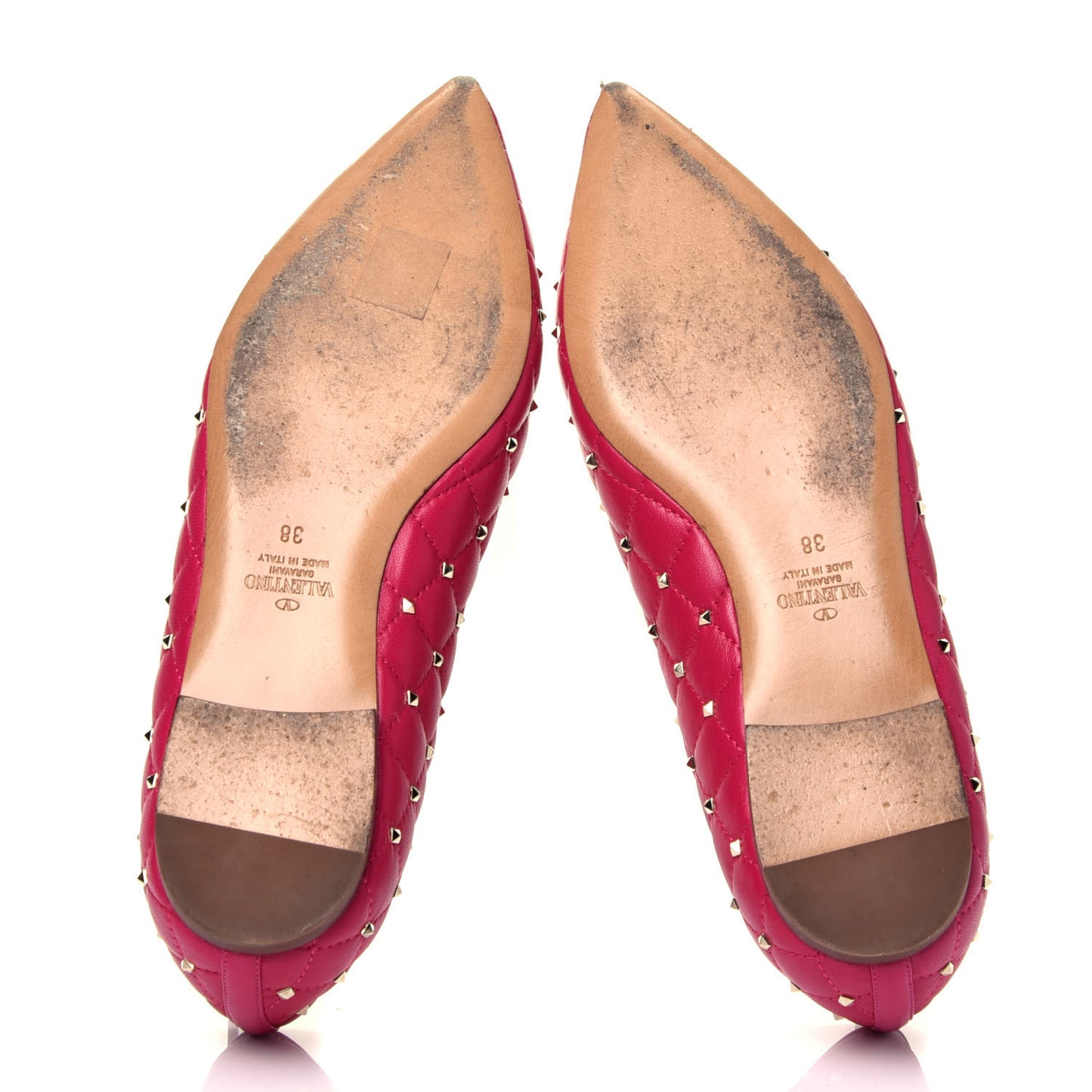 Nappa Rockstud Spike Ballerina Flats 38 Disco Pink