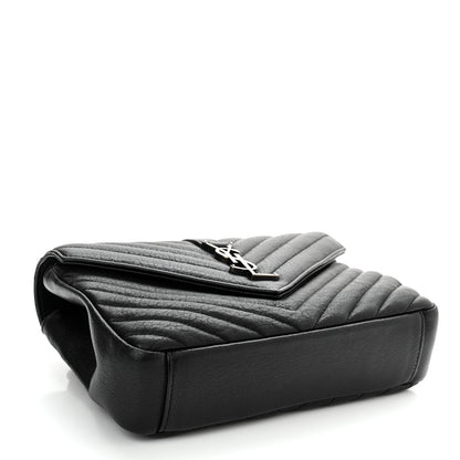 Saint Laurent Sheepskin Matelasse Chevron Monogram Medium College Bag Black 4 of 11