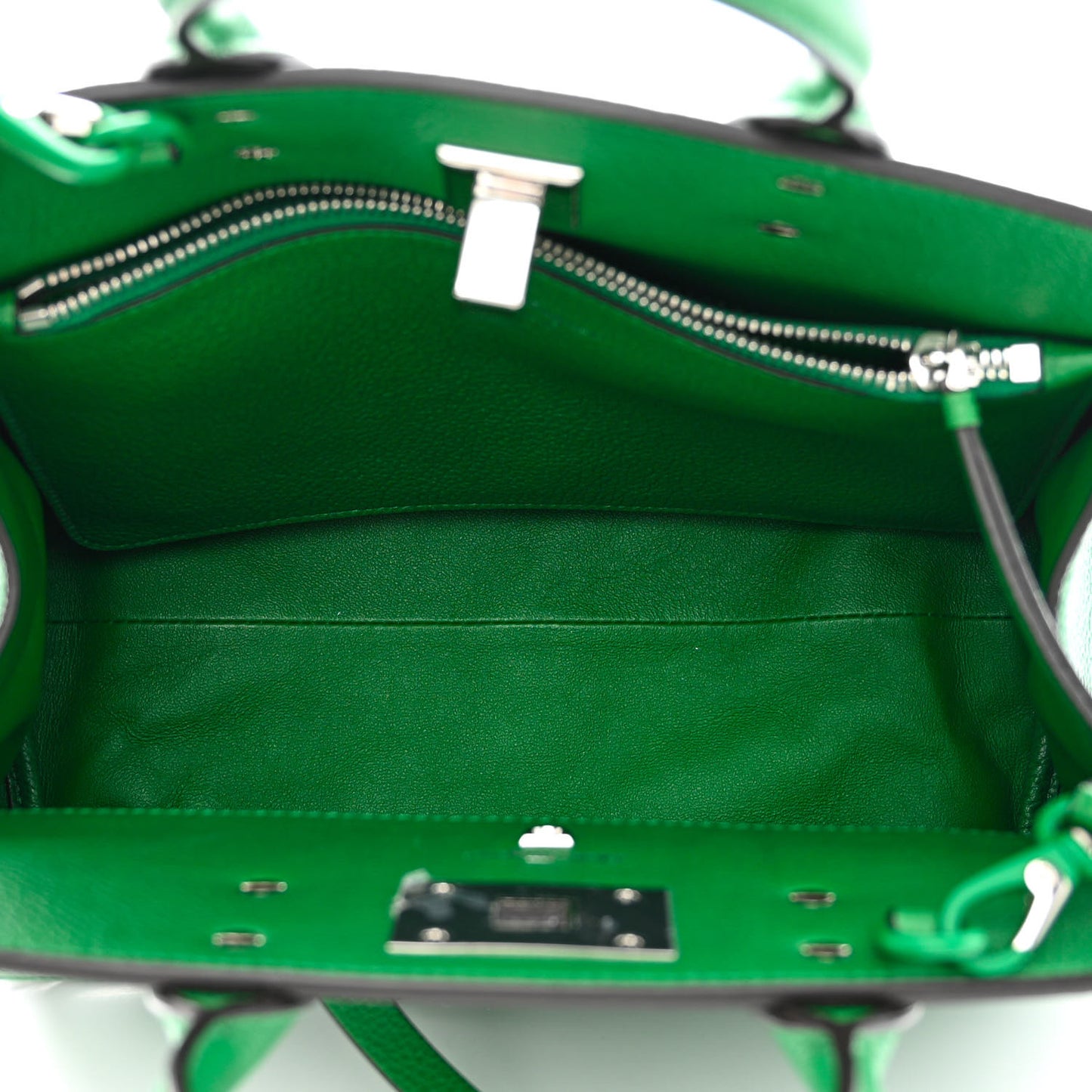 Grained Calfskin Studio Top Handle Bag Green