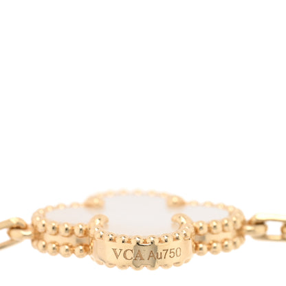 Van Cleef & Arpels 18K Yellow Gold Mother of Pearl 5 Motifs Vintage Alhambra Bracelet 3 of 4