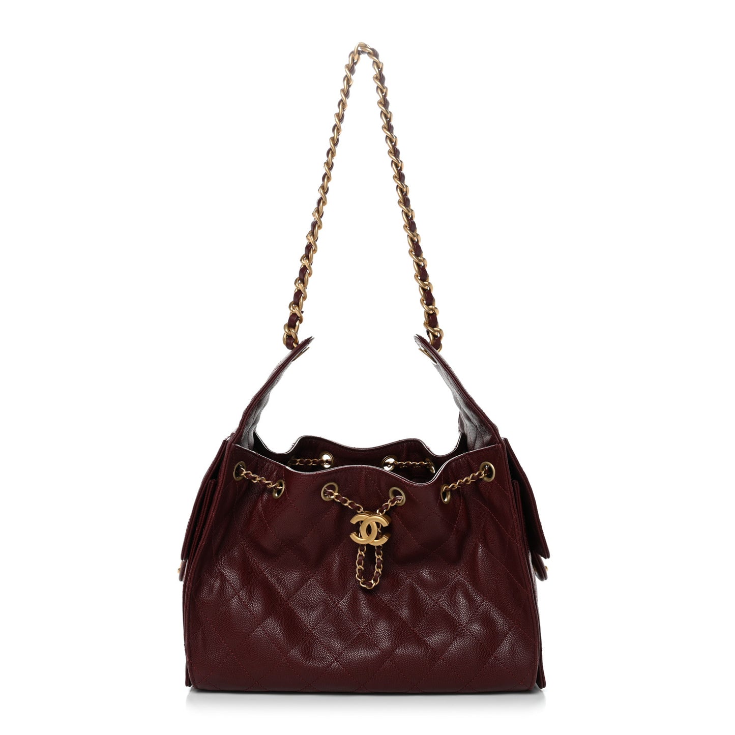 Caviar Quilted Small Chanel 25 Handbag Burgundy