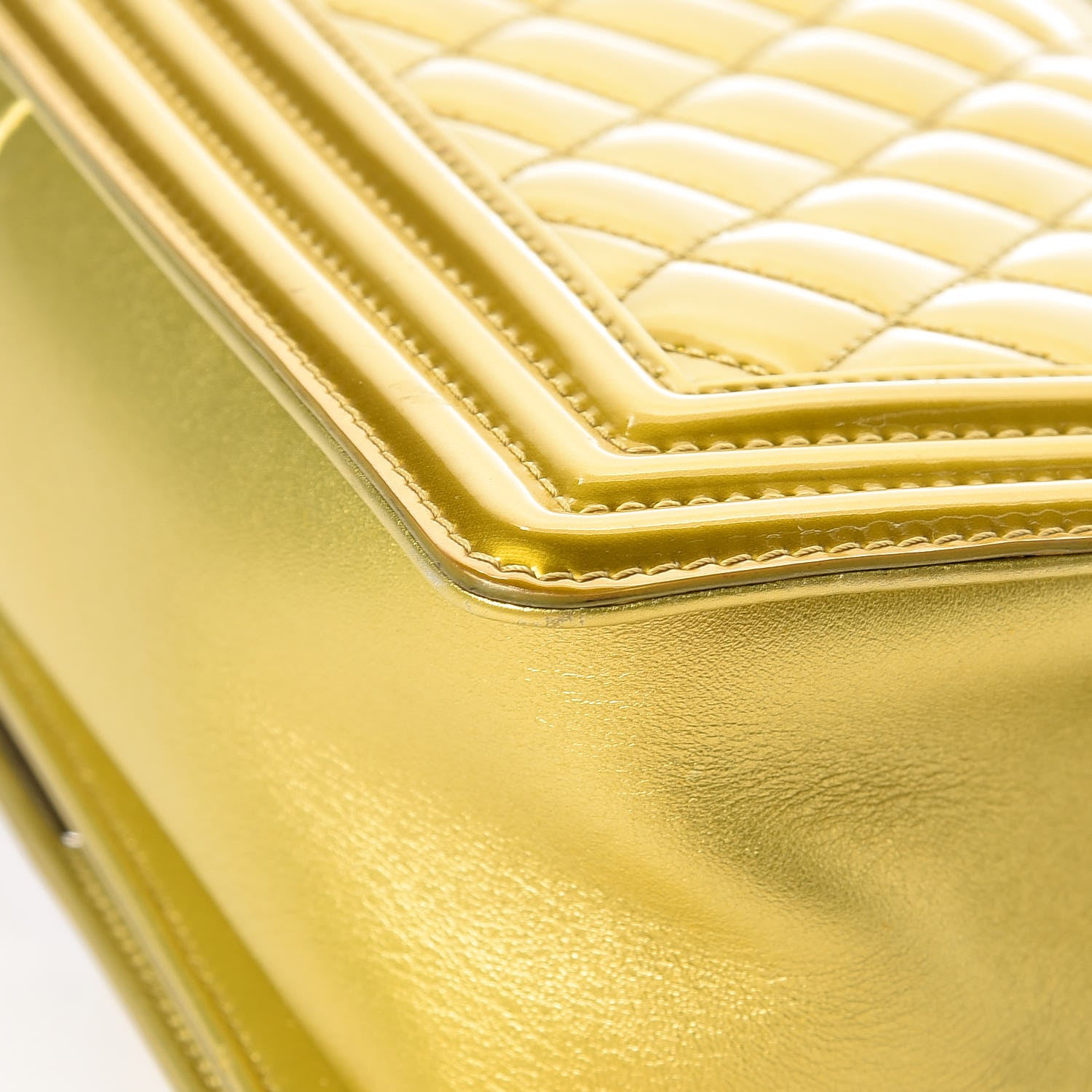 Chanel Metallic Patent Calfskin Quilted Medium Boy Flap Gold 13 of 22
