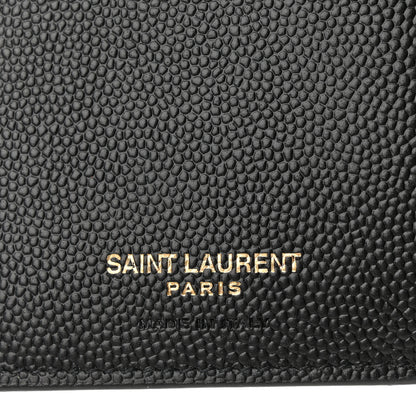 Saint Laurent Grain De Poudre Matelasse Chevron Monogram Compact Tri Fold Wallet Black 6 of 11