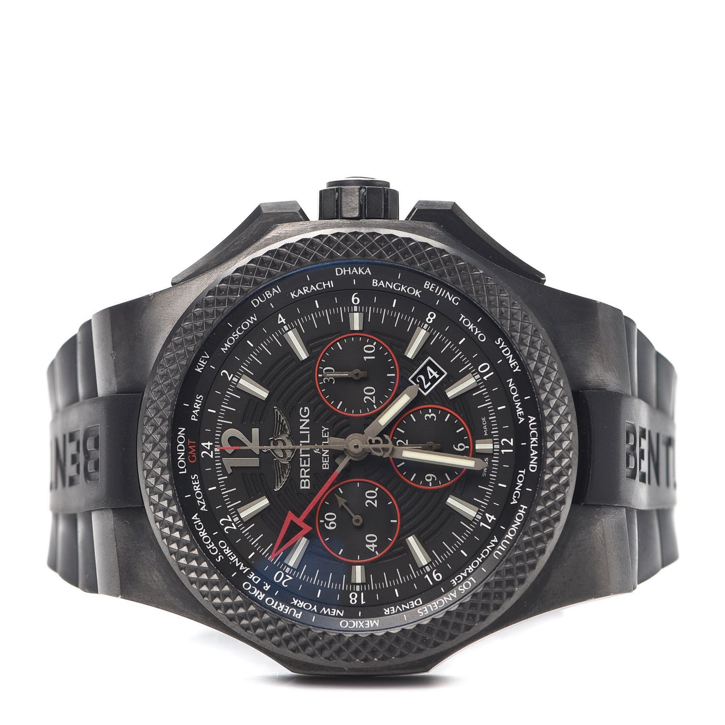 Carbon Rubber 45mm Bentley GMT B04 S Carbon Body Limited Edition Automatic Watch Black NB0434E5