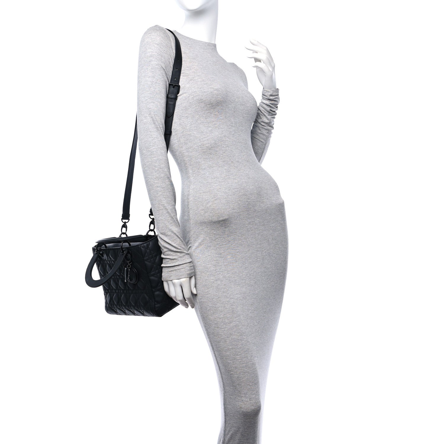 Christian Dior Ultra Matte Calfskin Cannage Medium Lady Dior Black 2 of 11