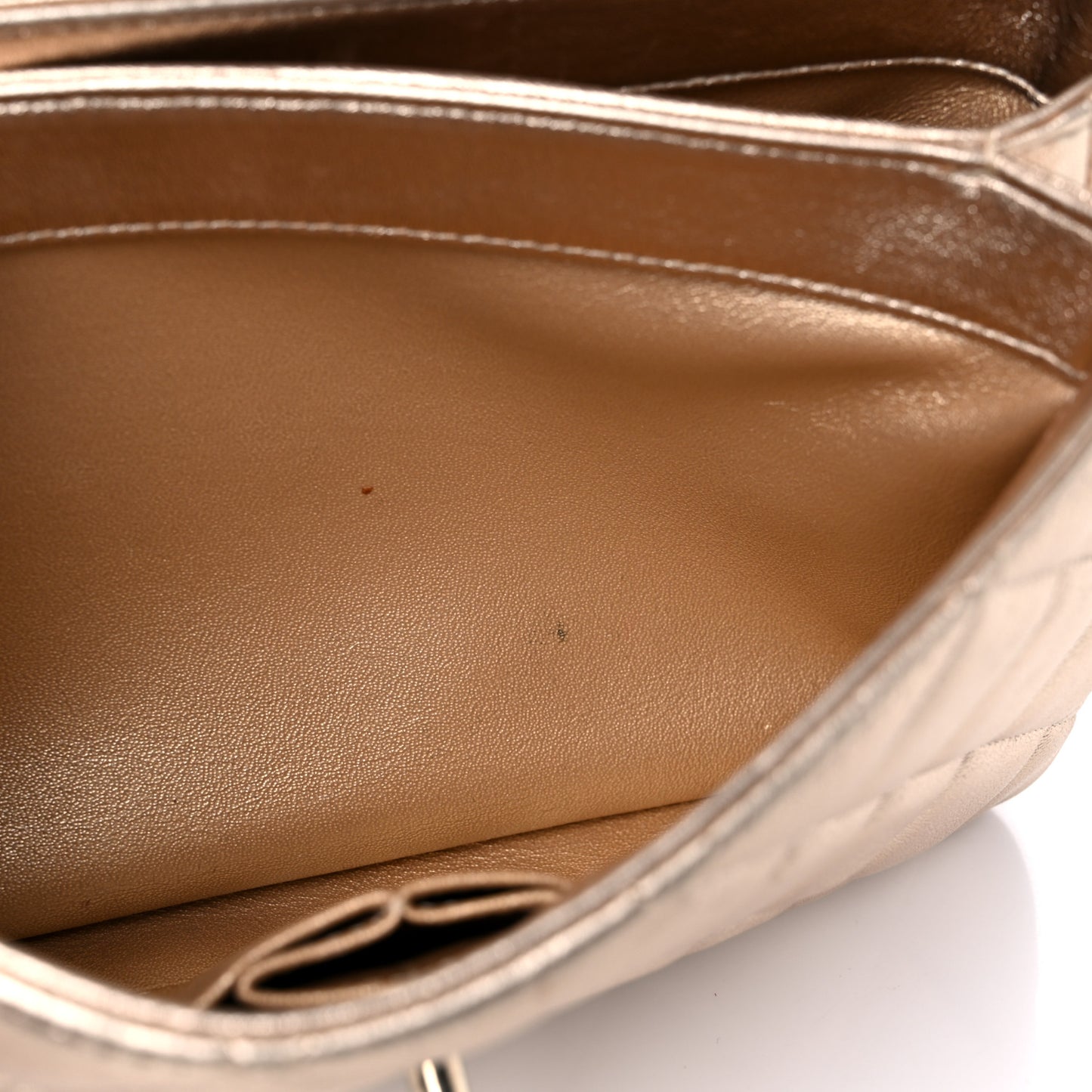Metallic Lambskin Quilted Small Trendy CC Flap Dual Handle Bag Gold