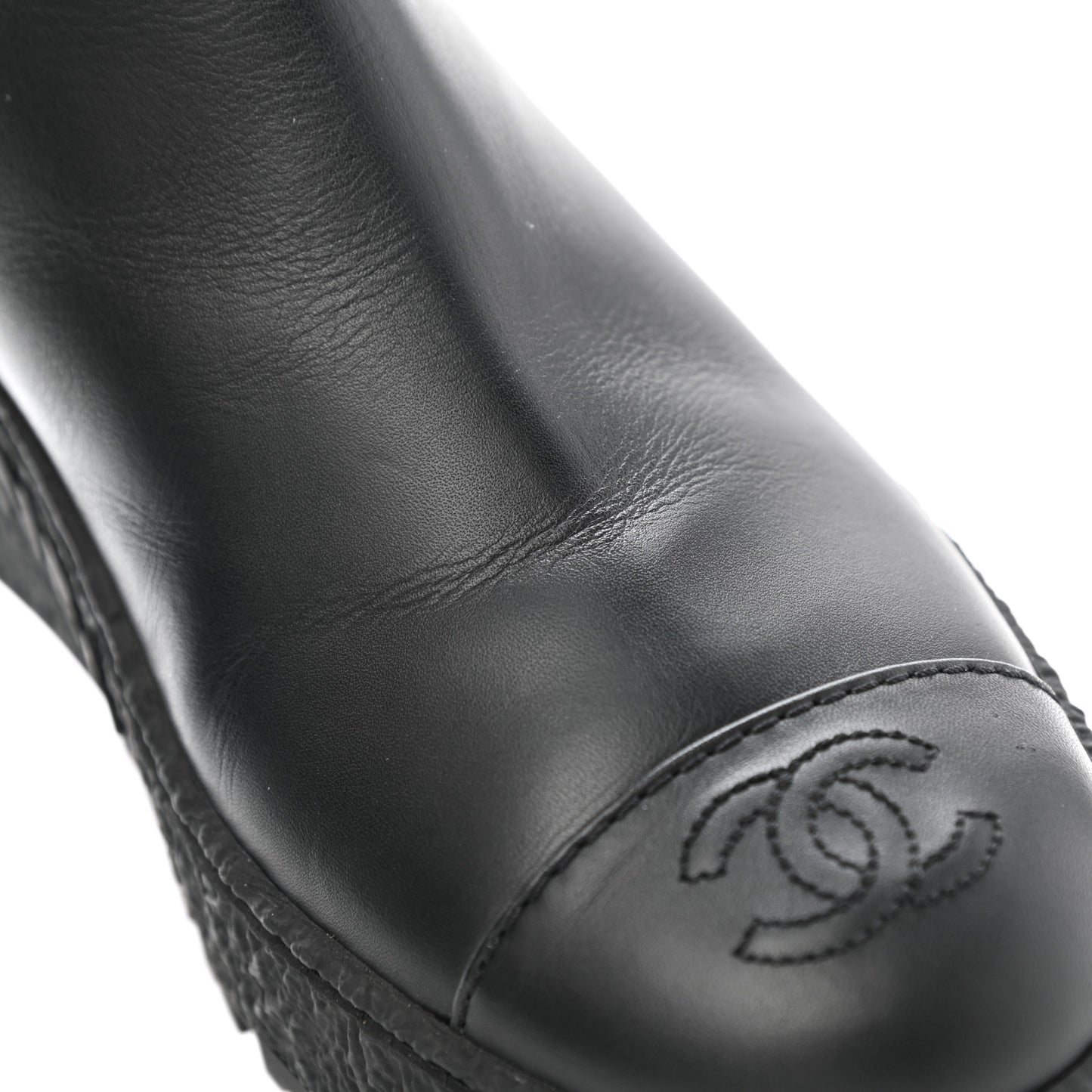 Calfskin Cap Toe CC Ankle Boots 38 Black