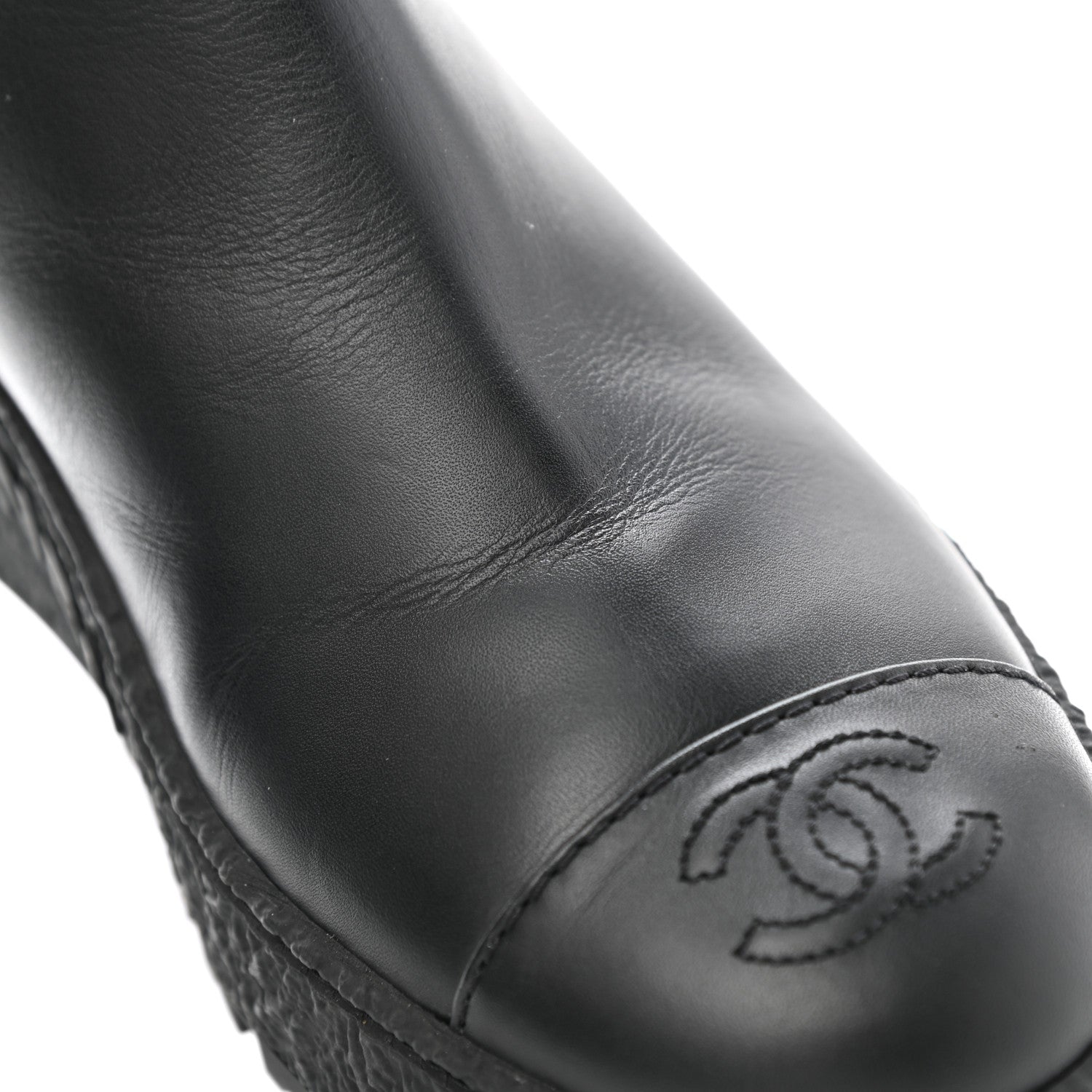 Chanel Calfskin Cap Toe CC Ankle Boots 38 Black 9 of 10