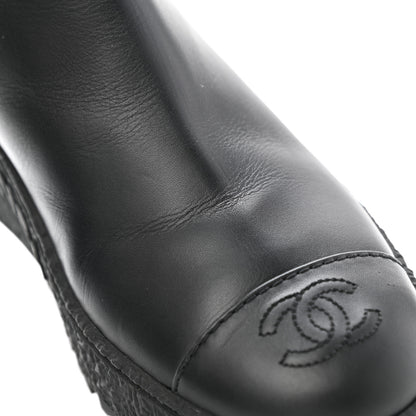 Chanel Calfskin Cap Toe CC Ankle Boots 38 Black 9 of 10