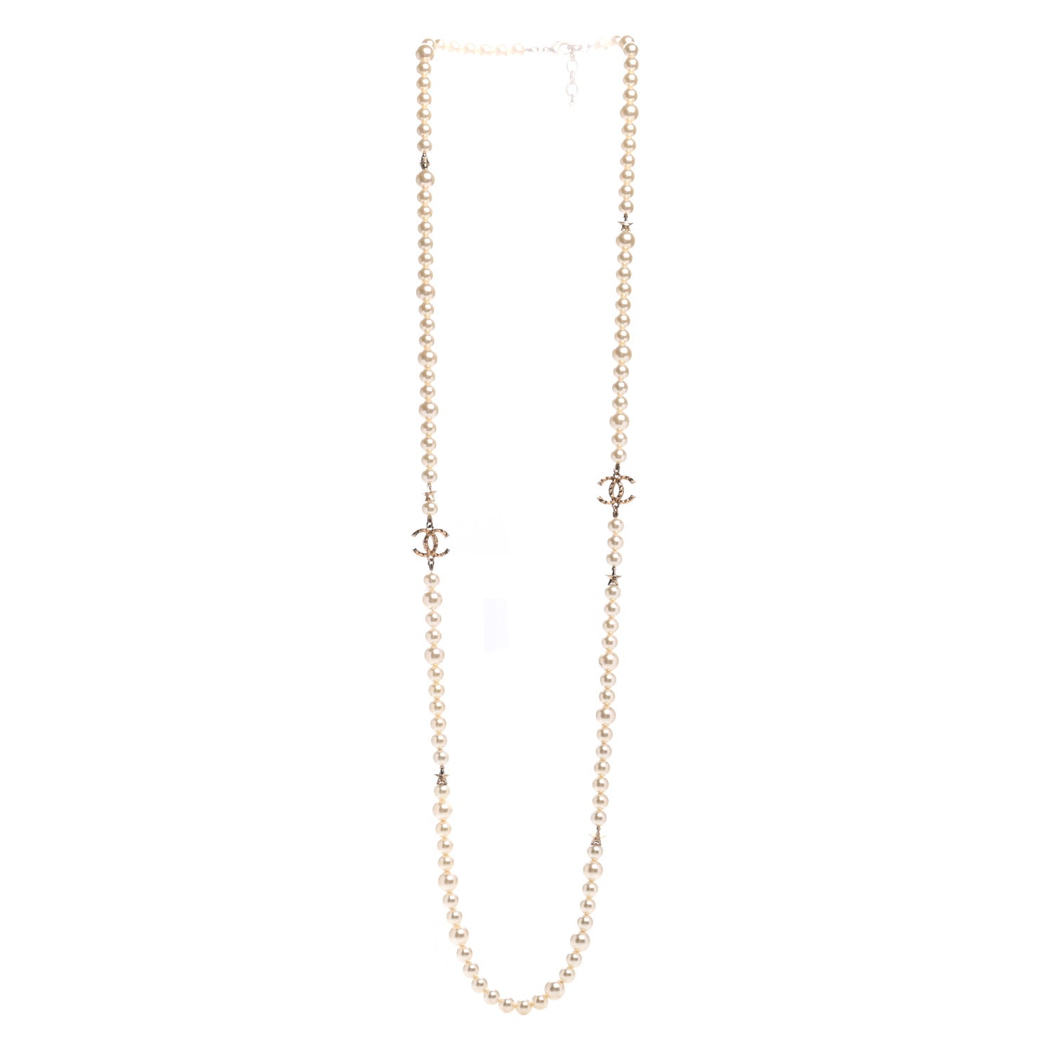 Chanel Pearl CC Star Necklace Light Gold 3 of 5