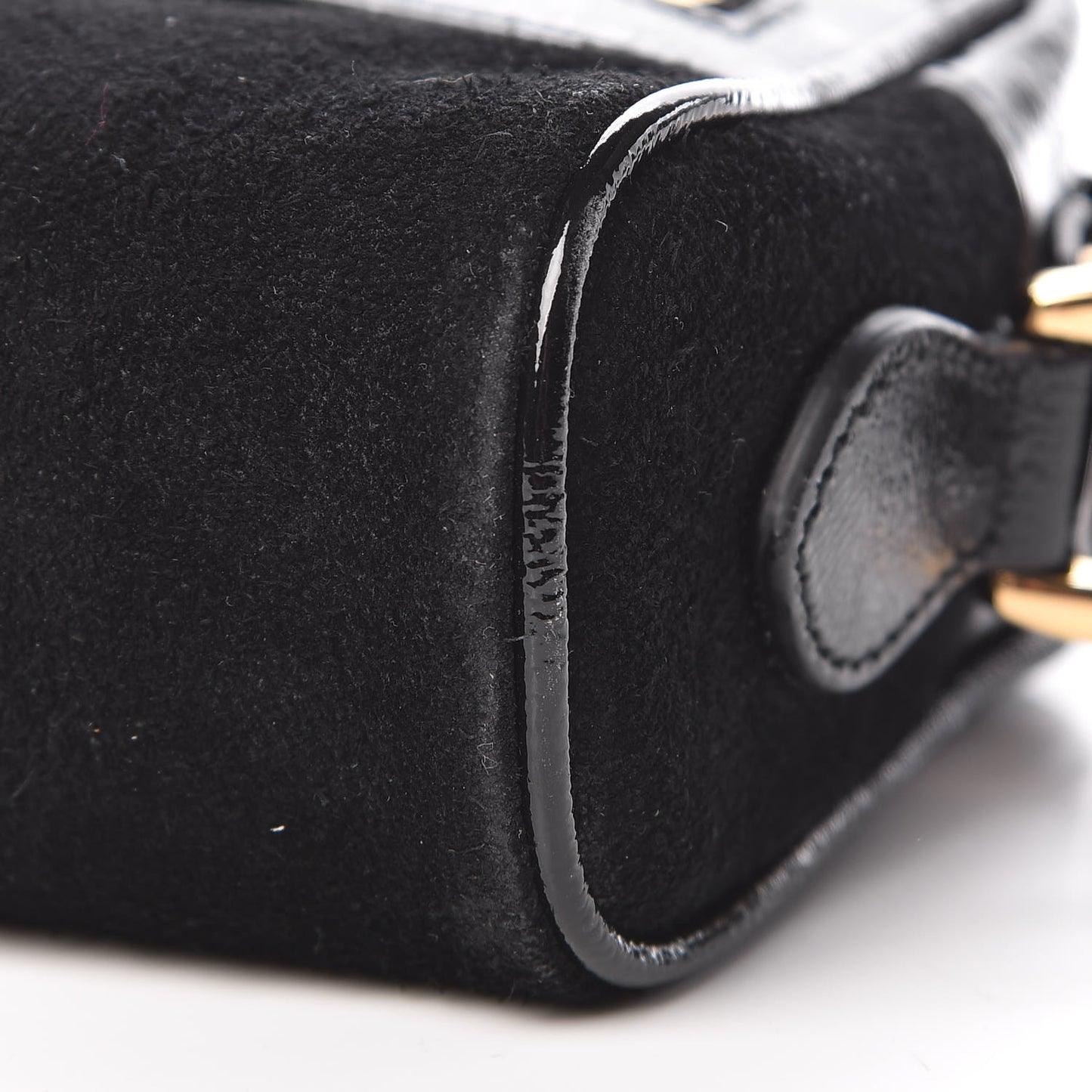 Suede Patent Web Mini Ophidia Shoulder Bag Black