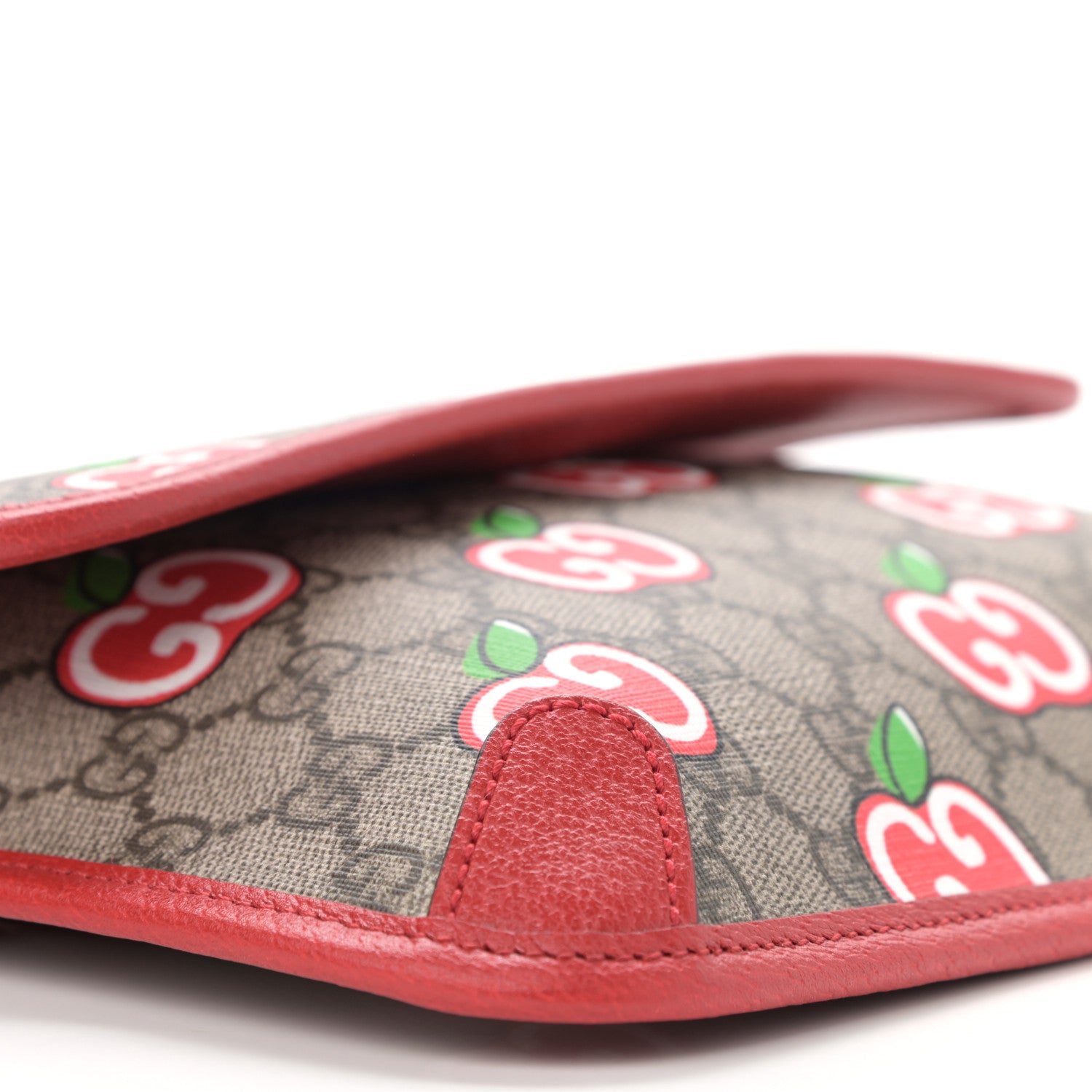 Gucci GG Supreme Monogram Apple Interlocking G Belt Bag Beige Multicolor Lobster Red 10 of 11
