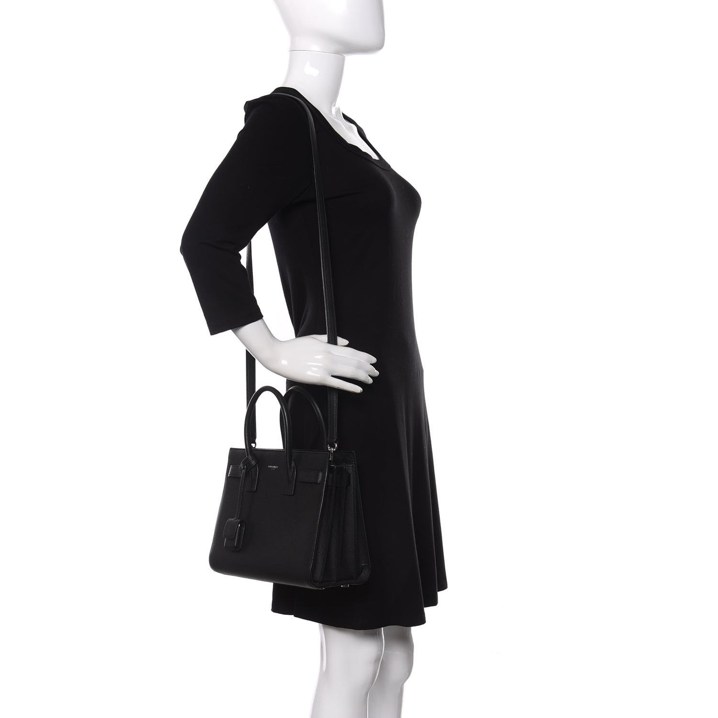 Grained Calfskin Baby Sac De Jour Black