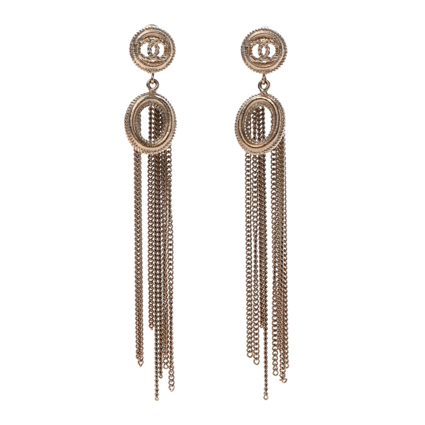 Chain CC Drop Earrings Gold