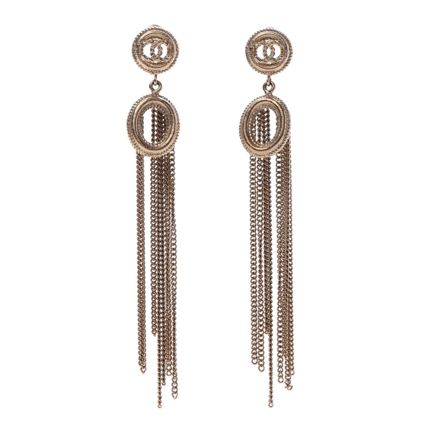 Chanel Chain CC Drop Earrings Gold 1 of 5