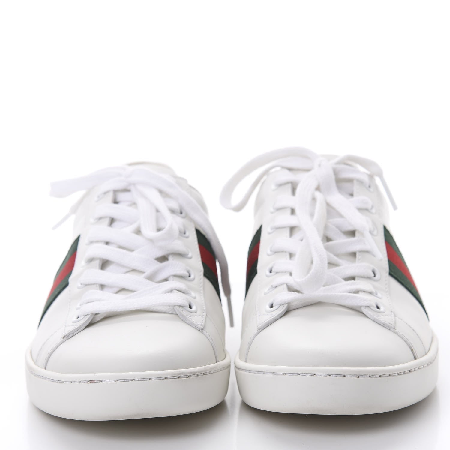 Gucci Calfskin Crocodile Web Ace Sneakers 37.5 White Green 2 of 8