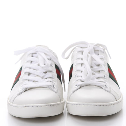 Gucci Calfskin Crocodile Web Ace Sneakers 37.5 White Green 2 of 8