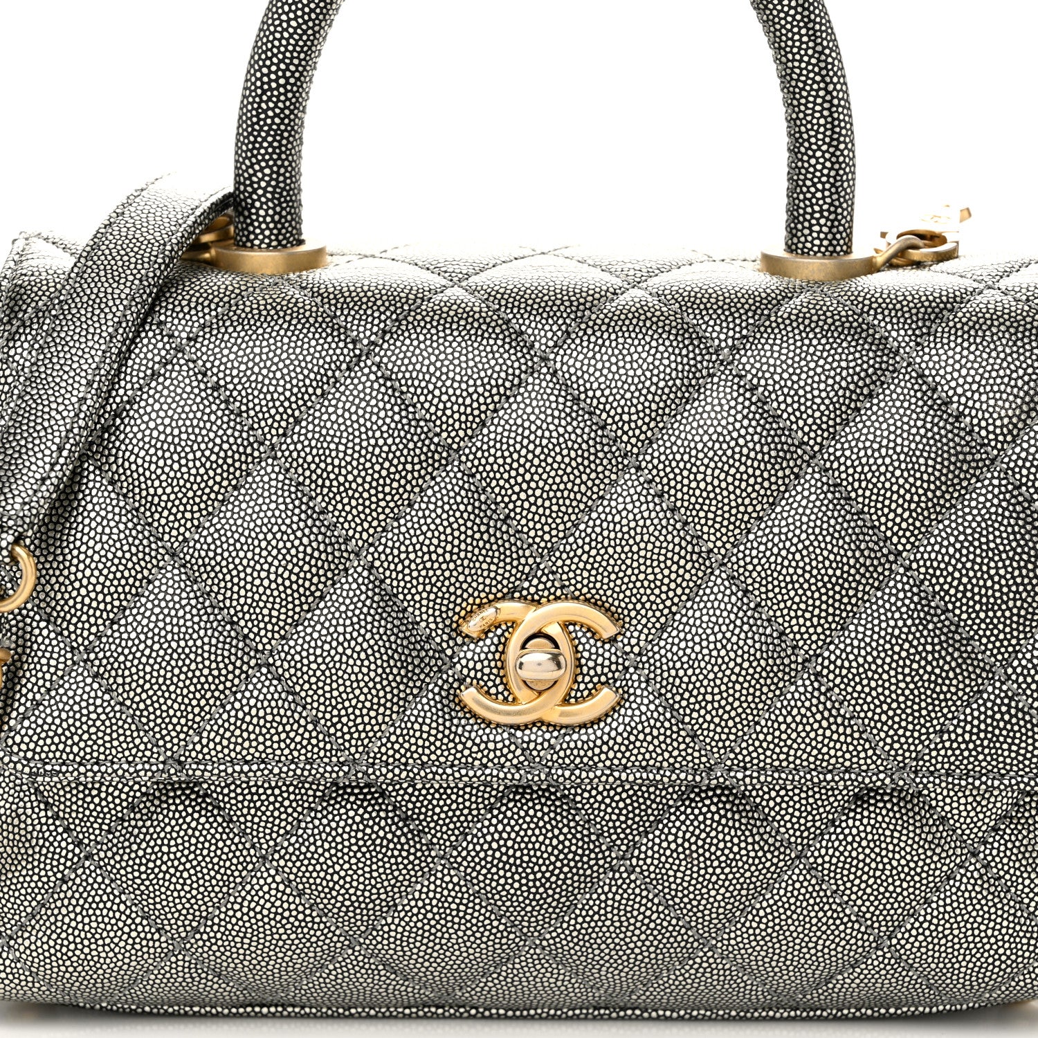 Chanel Metallic Caviar Quilted Mini Coco Handle Flap Silver 8 of 10
