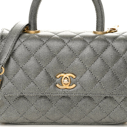 Chanel Metallic Caviar Quilted Mini Coco Handle Flap Silver 8 of 10