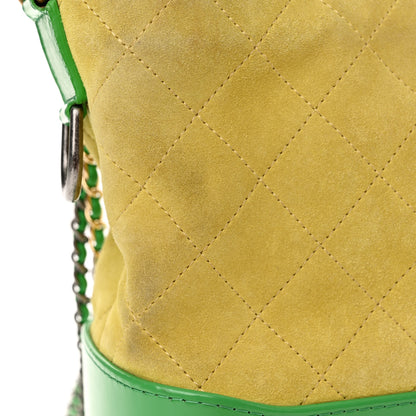 Chanel Suede Calfskin Quilted Medium Gabrielle Hobo Pink Green Yellow 13 of 15