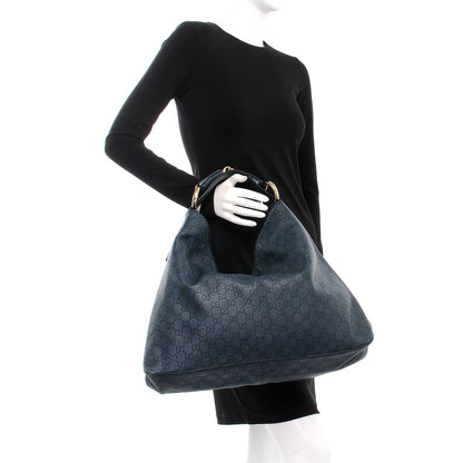Gucci Guccissima Large Horsebit Chain Hobo Blue 2 of 15