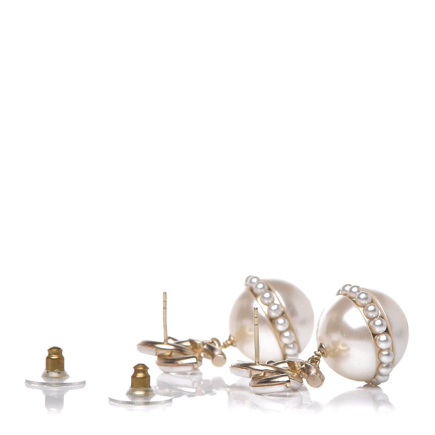 Chanel Pearl CC Drop Earrings Light Gold 4 of 4