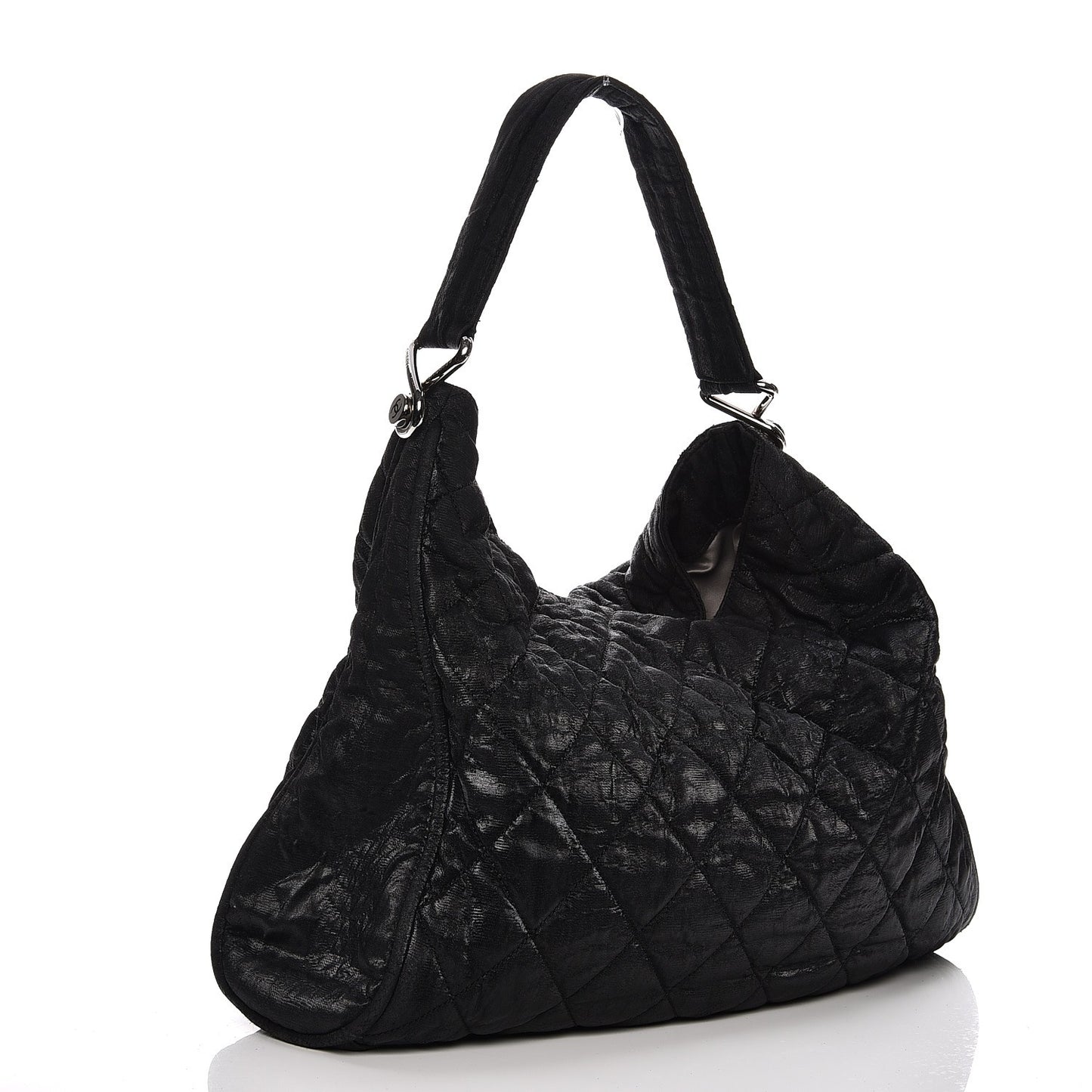 Crinkled Coated Canvas Le Marais Hobo Black