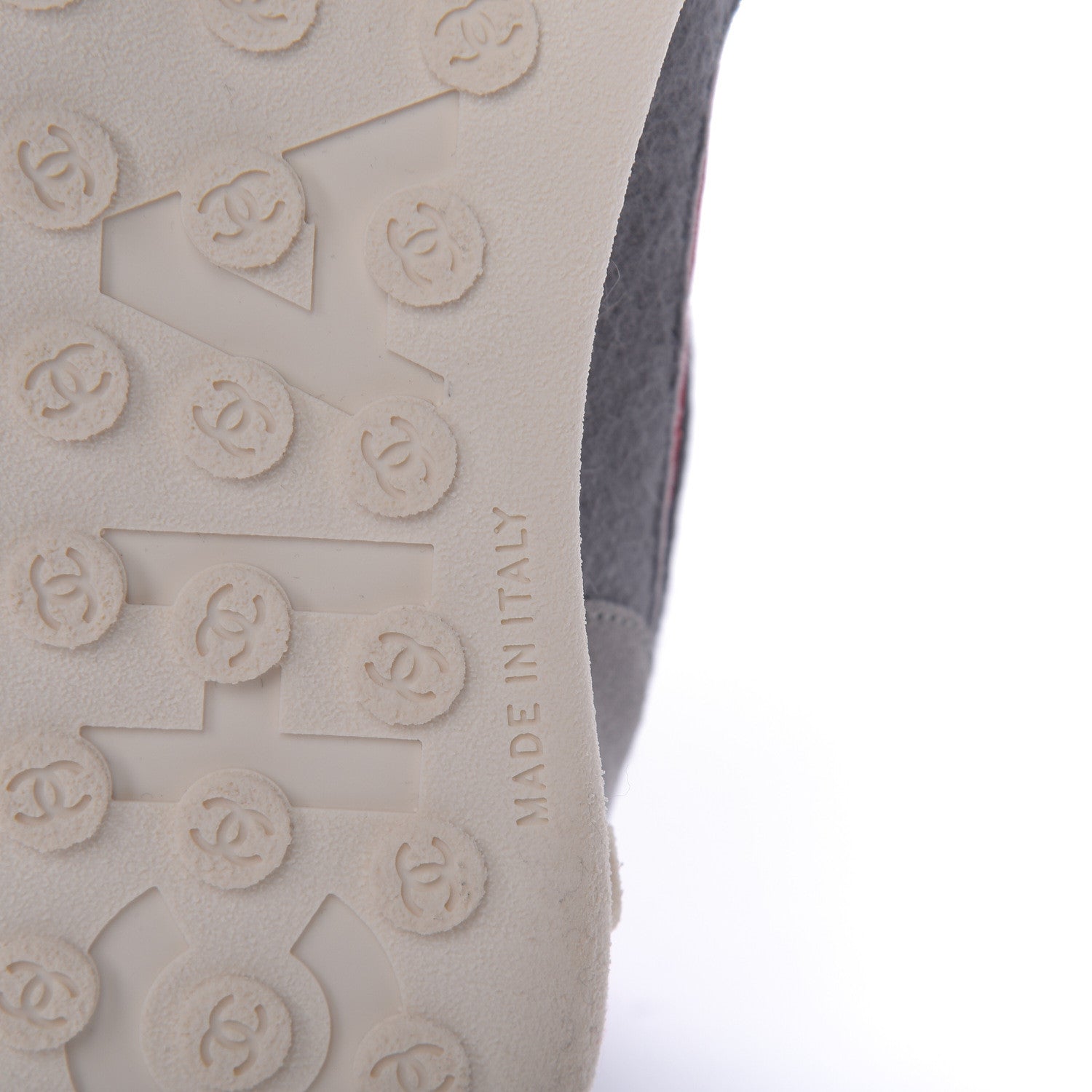 Chanel Nylon Calfskin Suede Womens CC Sneakers 36 Grey Red 8 of 10