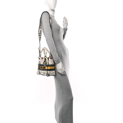 Christian Dior Canvas Pixel Zodiac Embroidered Medium Lady D-Lite Ecru Multicolor 2 of 14
