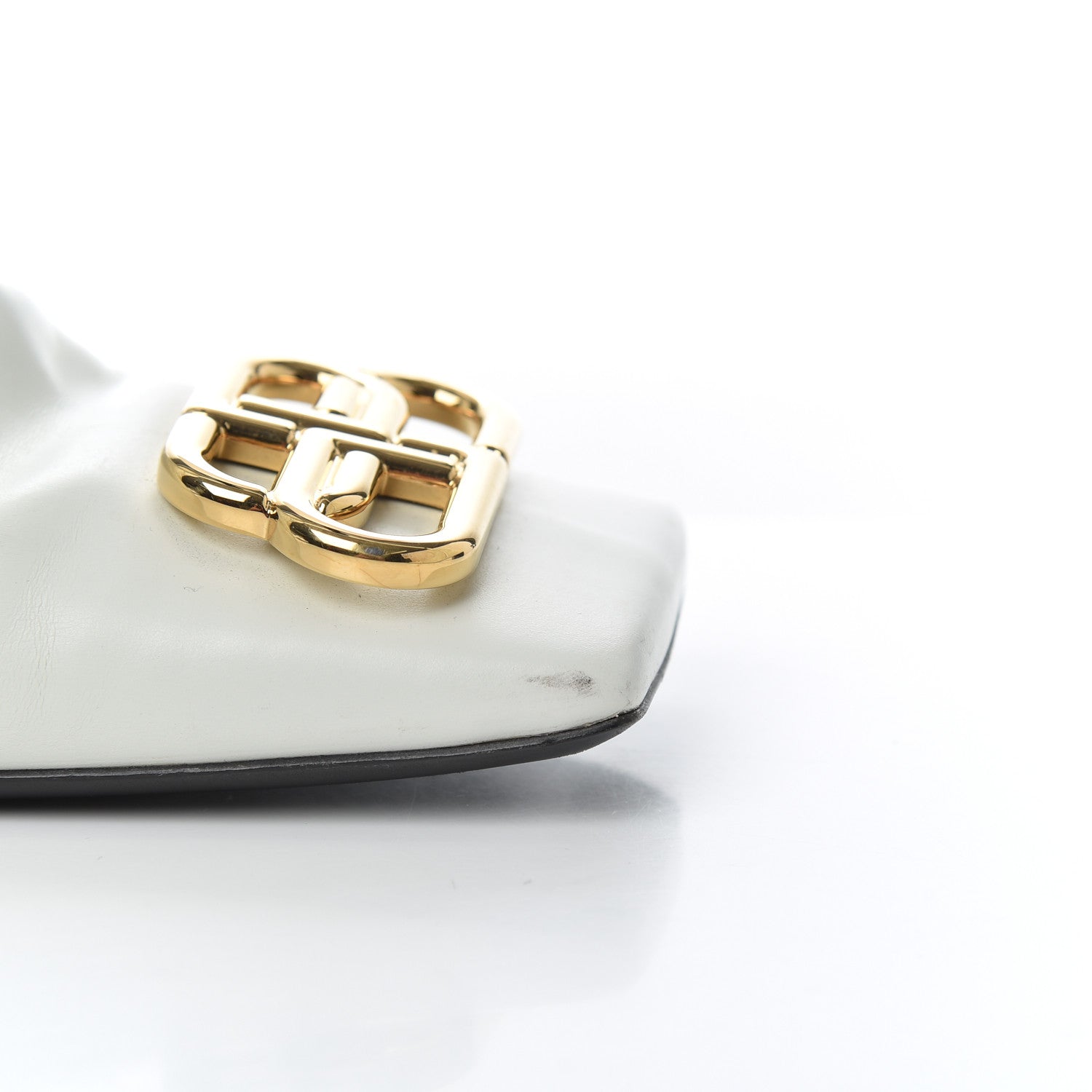 Balenciaga Calfskin Varenne BB Double Square Booties 36.5 White Gold 11 of 21