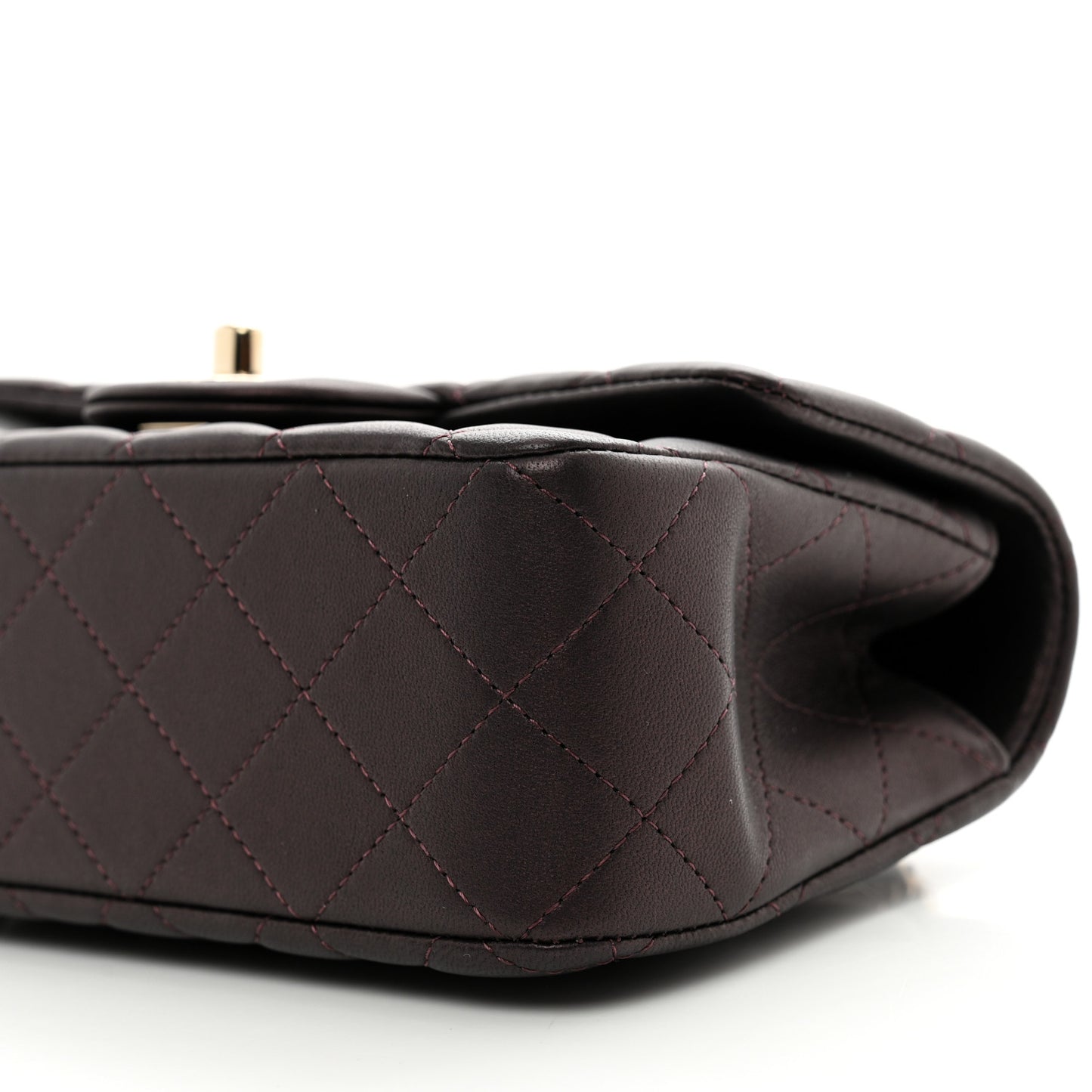 Iridescent Lambskin Quilted Mini Top Handle Rectangular Flap Burgundy