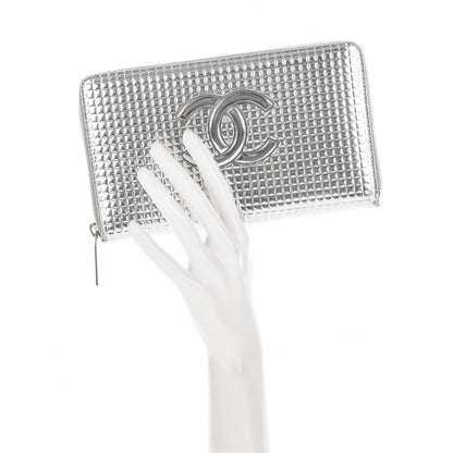 Chanel Patent Embossed CC Large Zip Around Organizer Wallet Silver 2 of 7