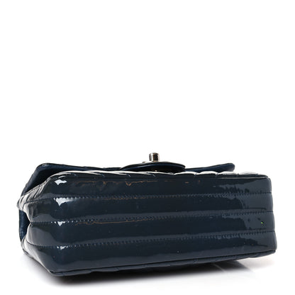 Chanel Patent Calfskin Chevron Quilted Mini Rectangular Flap Navy Blue 4 of 11