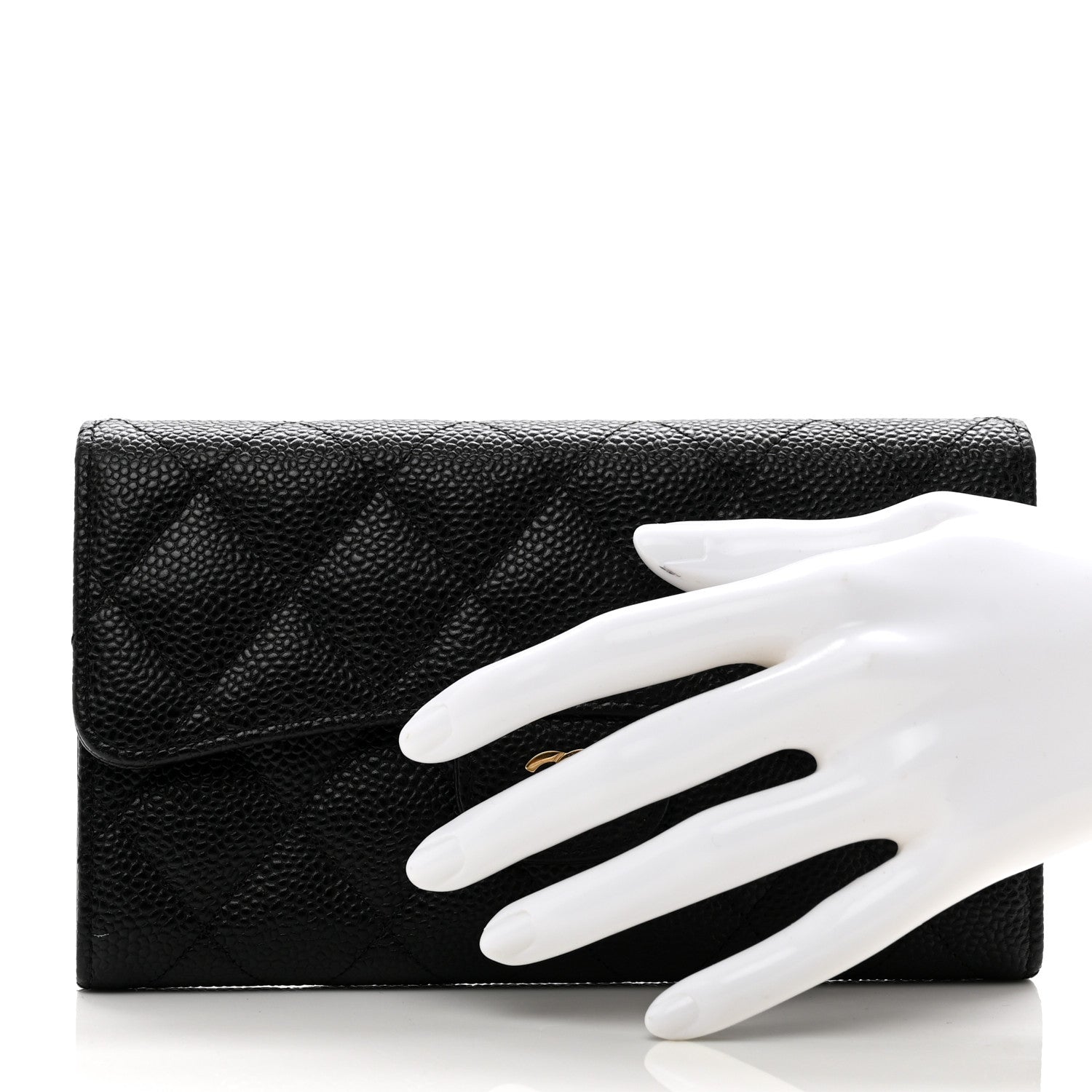 Chanel Caviar Quilted Large Gusset Flap Wallet Black 2 of 10