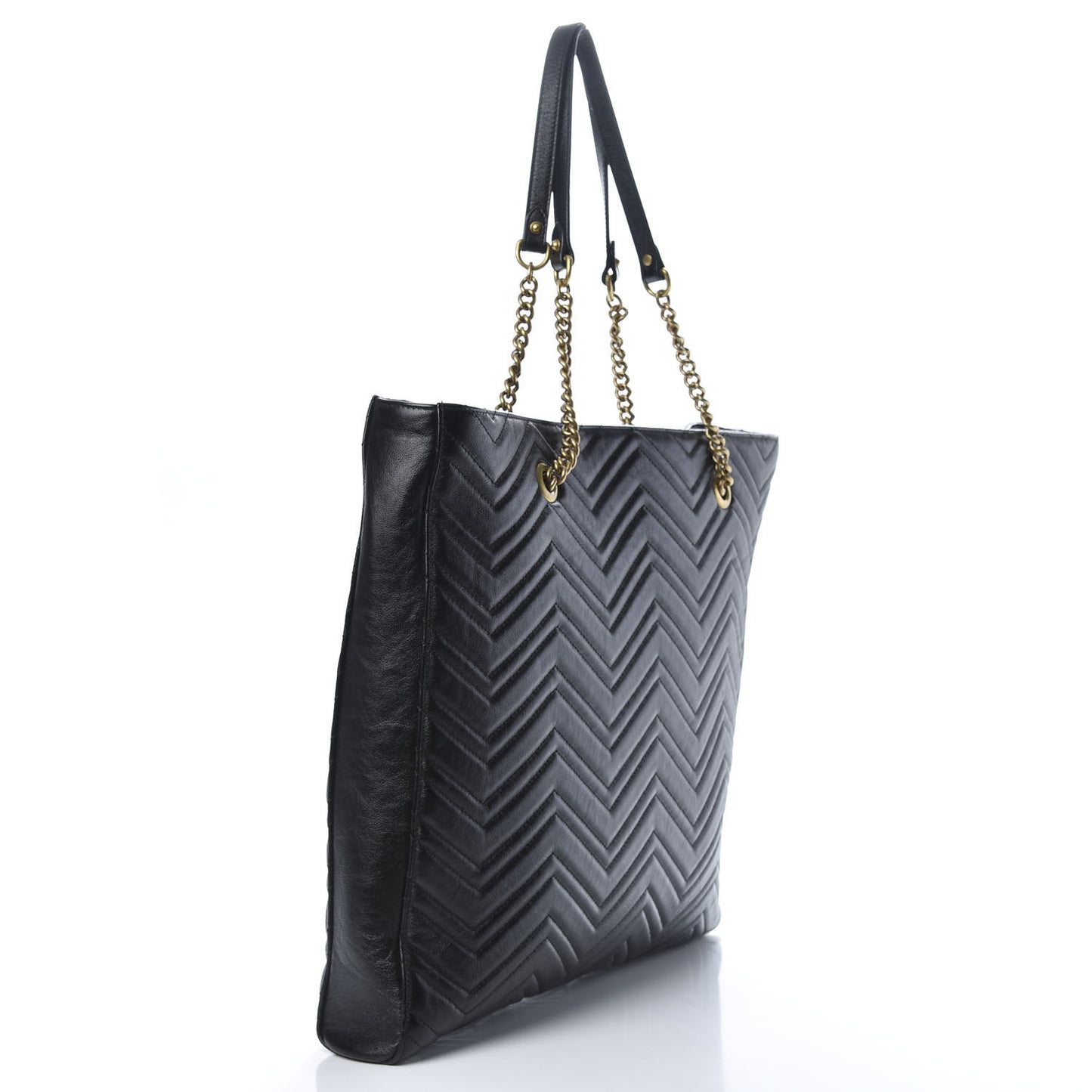 Azalea Calfskin Matelasse Large GG Marmont Slim Tote Black