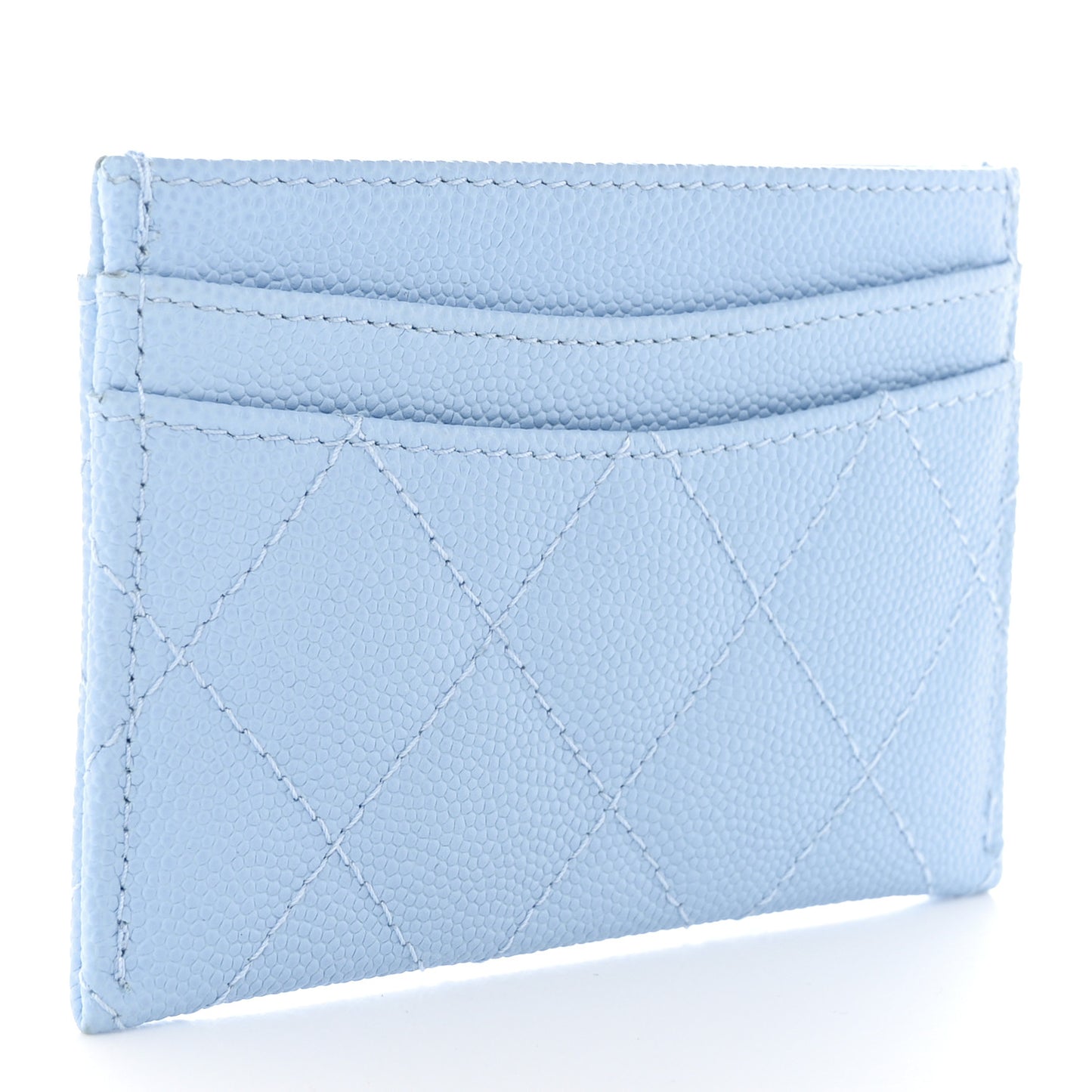 Caviar Quilted Card Holder Light Blue