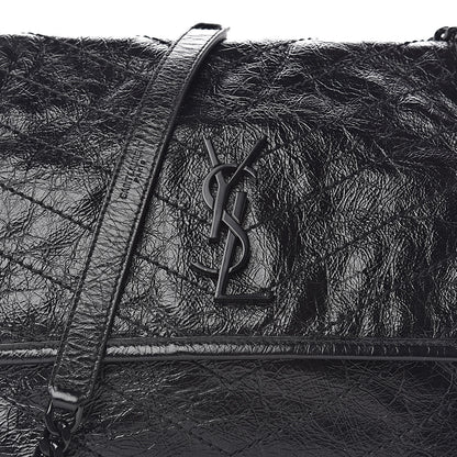 Saint Laurent Crinkled Calfskin Matelasse Monogram Medium Niki Chain Satchel Black 12 of 12