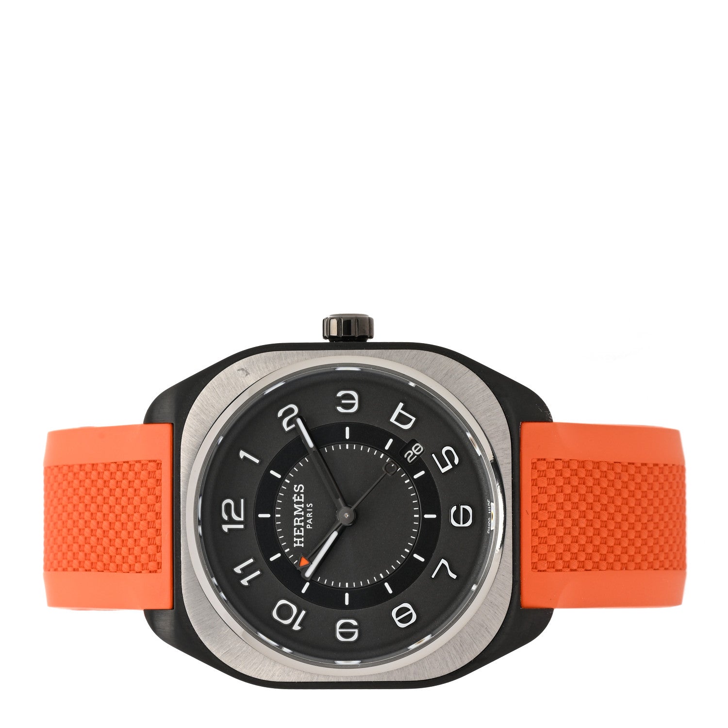 Hermes DLC Coated Titanium Rubber 39mm H08 Automatic Watch Orange 2 of 5