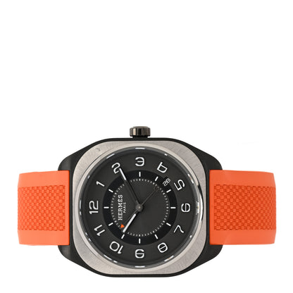 Hermes DLC Coated Titanium Rubber 39mm H08 Automatic Watch Orange 2 of 5