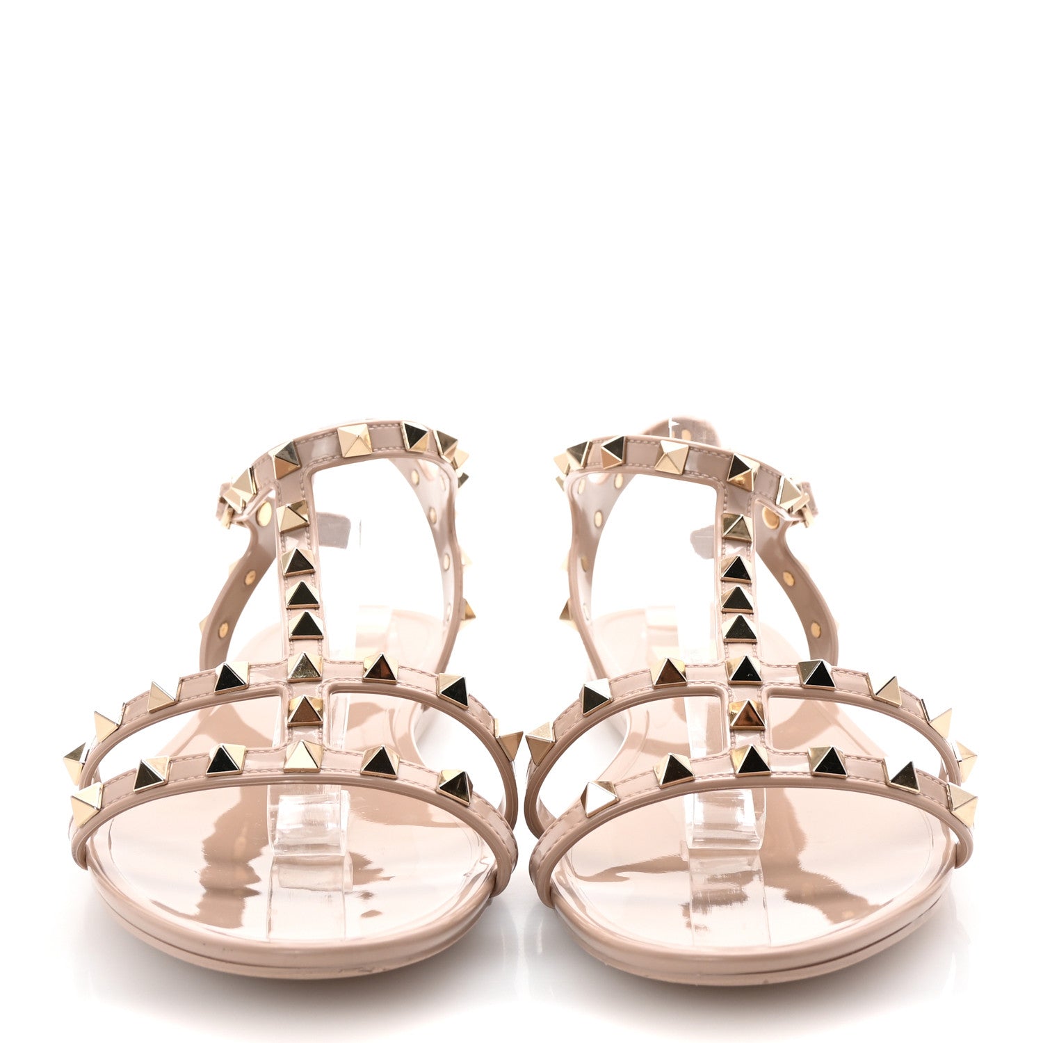 Valentino Garavani PVC Jelly Rockstud Caged Sandals 41 Poudre 3 of 9