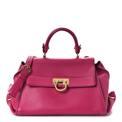 Salvatore Ferragamo Grained Calfskin Sofia Satchel Pink 1 of 15