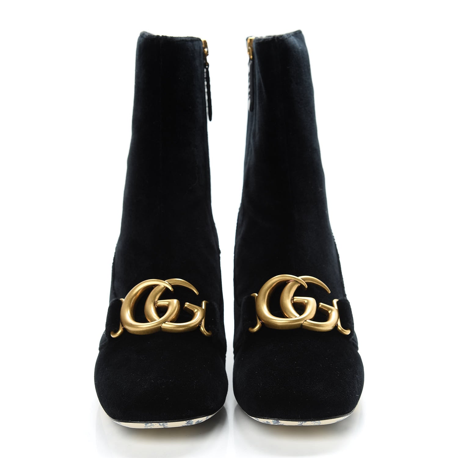 Gucci Softy Velvet Malaga Kid GG Victoire 55mm Ankle Boots 38 Black 2 of 8