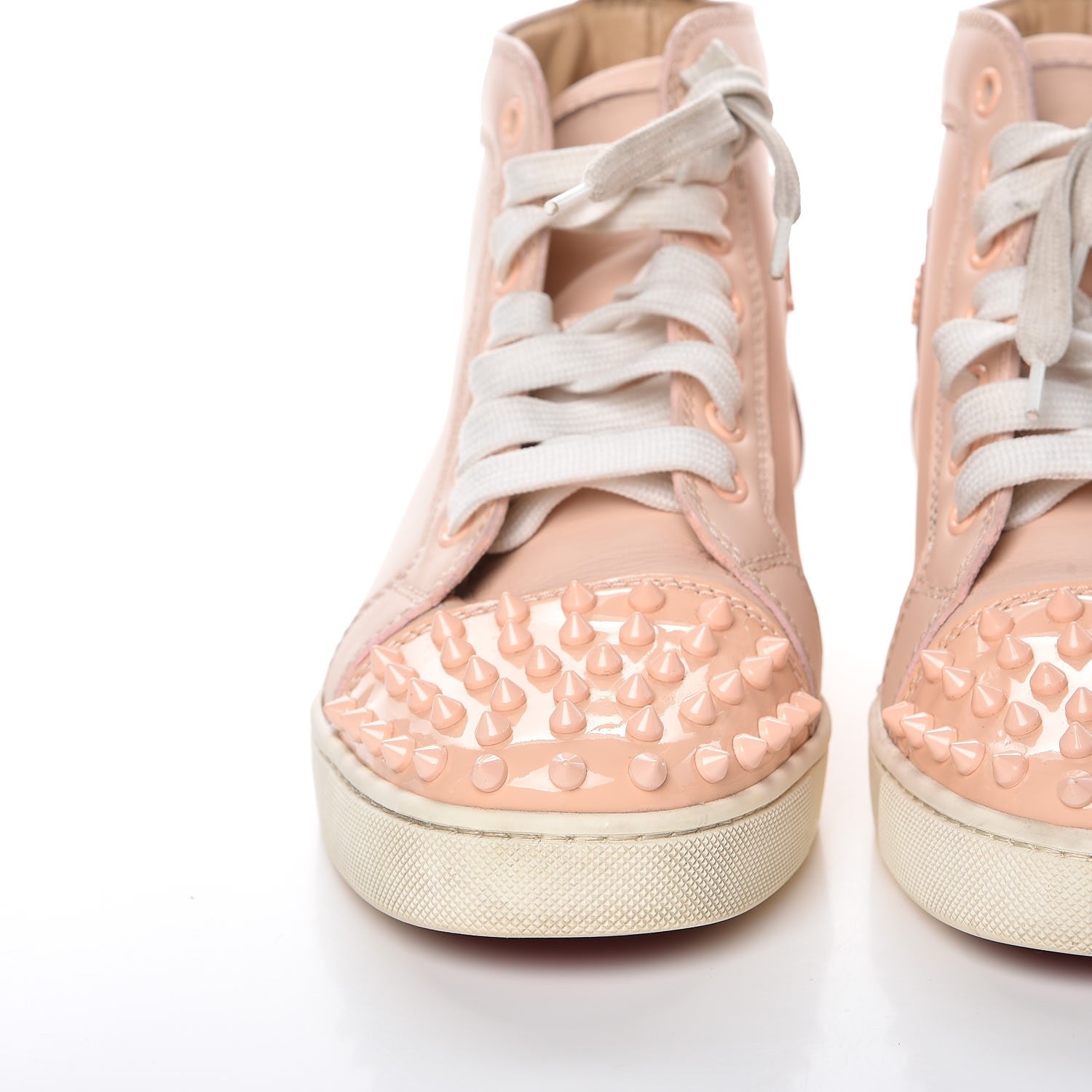 Christian Louboutin Patent Calfskin Lou Spikes Flat Sneakers 38 Poudre 17 of 28
