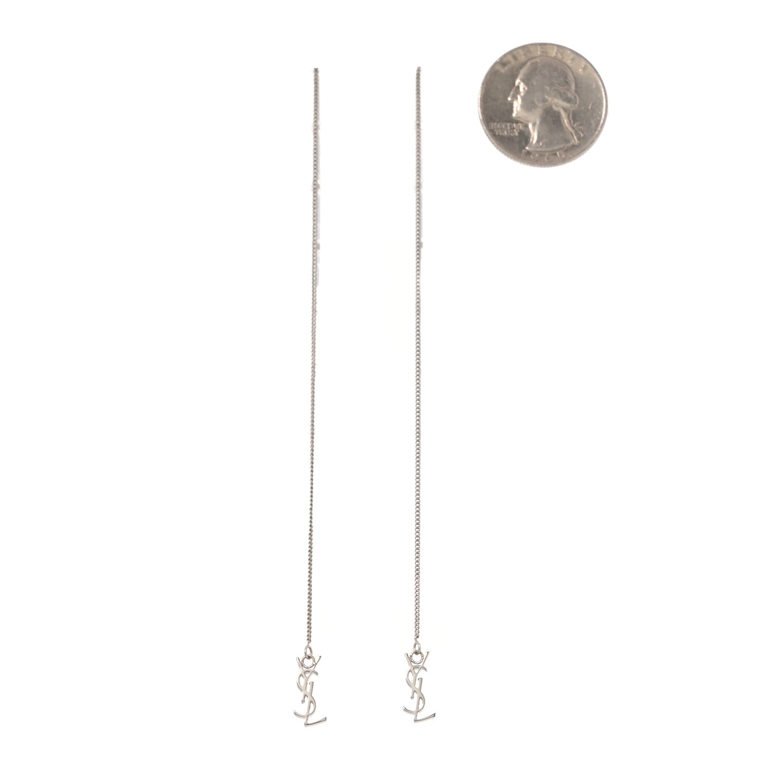 Saint Laurent Monogram Drop Earrings Silver 2 of 4