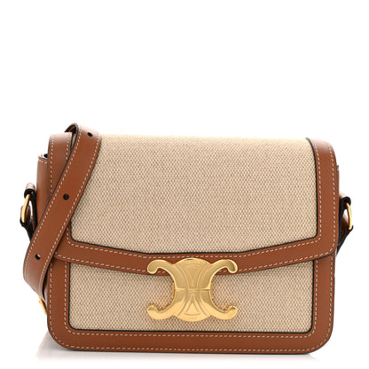 Celine Canvas Calfskin Triomphe Medium Triomphe Bag Natural Tan 1 of 13
