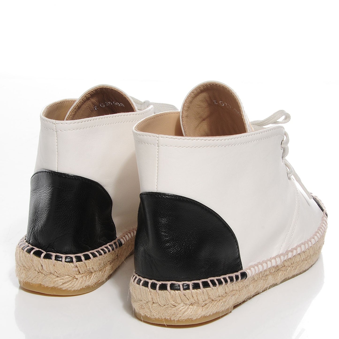 Lambskin Cap Toe Lace Up Espadrilles 40 White Black