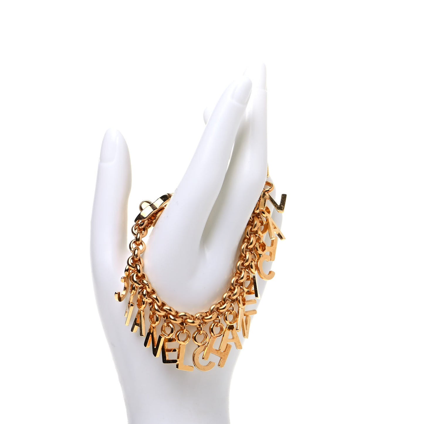 Metal Logo Charm Bracelet Gold