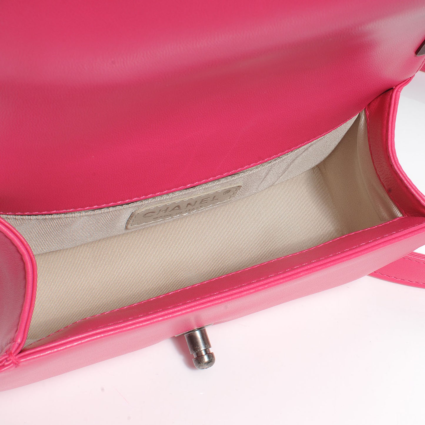 Lambskin Quilted Small Boy Flap Dark Pink